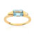 Bague or 750 jaune topaze bleue trait&eacute;e