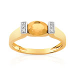 Bague or 750 2 tons citrine diamant