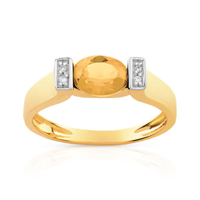 Bague or 750 2 tons citrine diamant