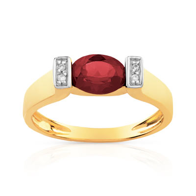 Bague or 750 2 tons grenat diamant