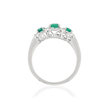 Bague or blanc emeraude diamant
