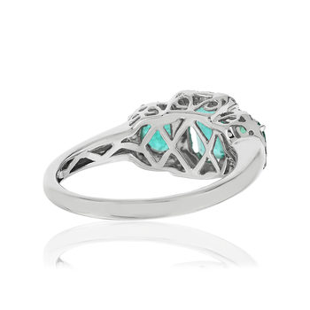 Bague or blanc emeraude diamant