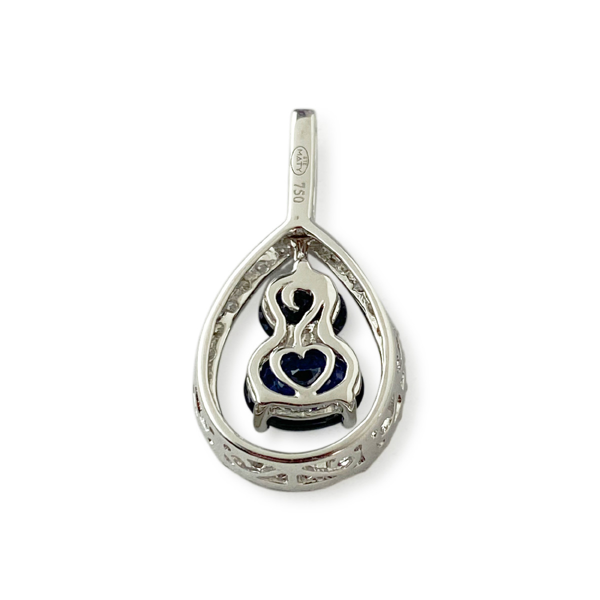 Pendentif or blanc saphir diamant - vue 2