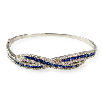 Bracelet rigide or blanc saphir diamant