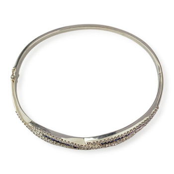 Bracelet rigide or blanc saphir diamant
