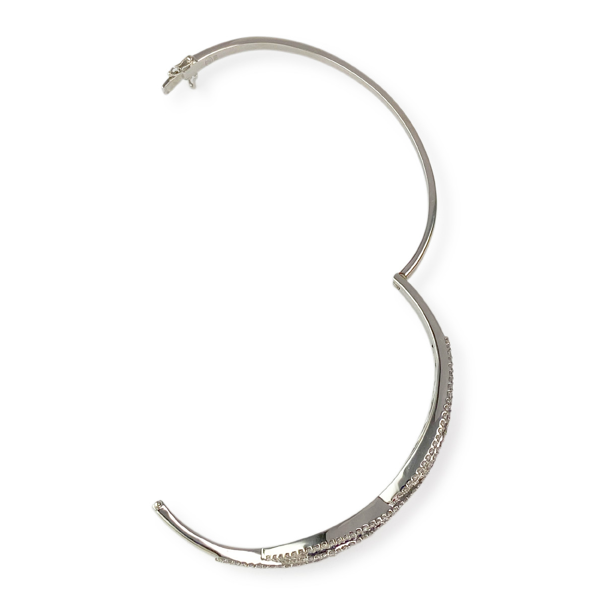 Bracelet rigide or blanc saphir diamant - vue 4