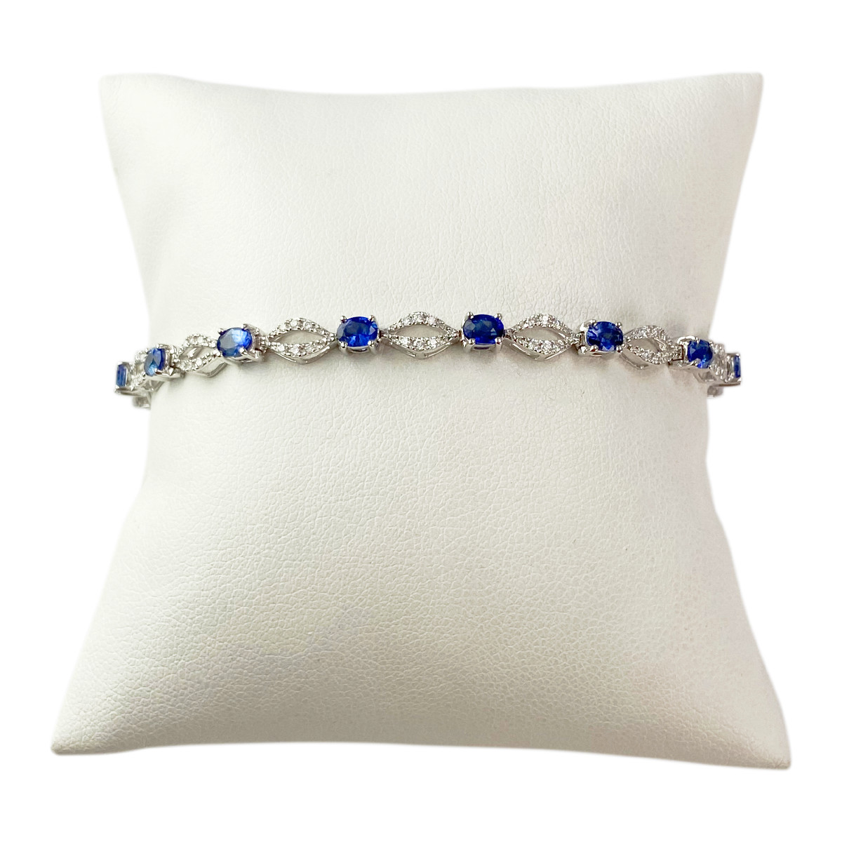 Bracelet or 750 blanc saphir diamant