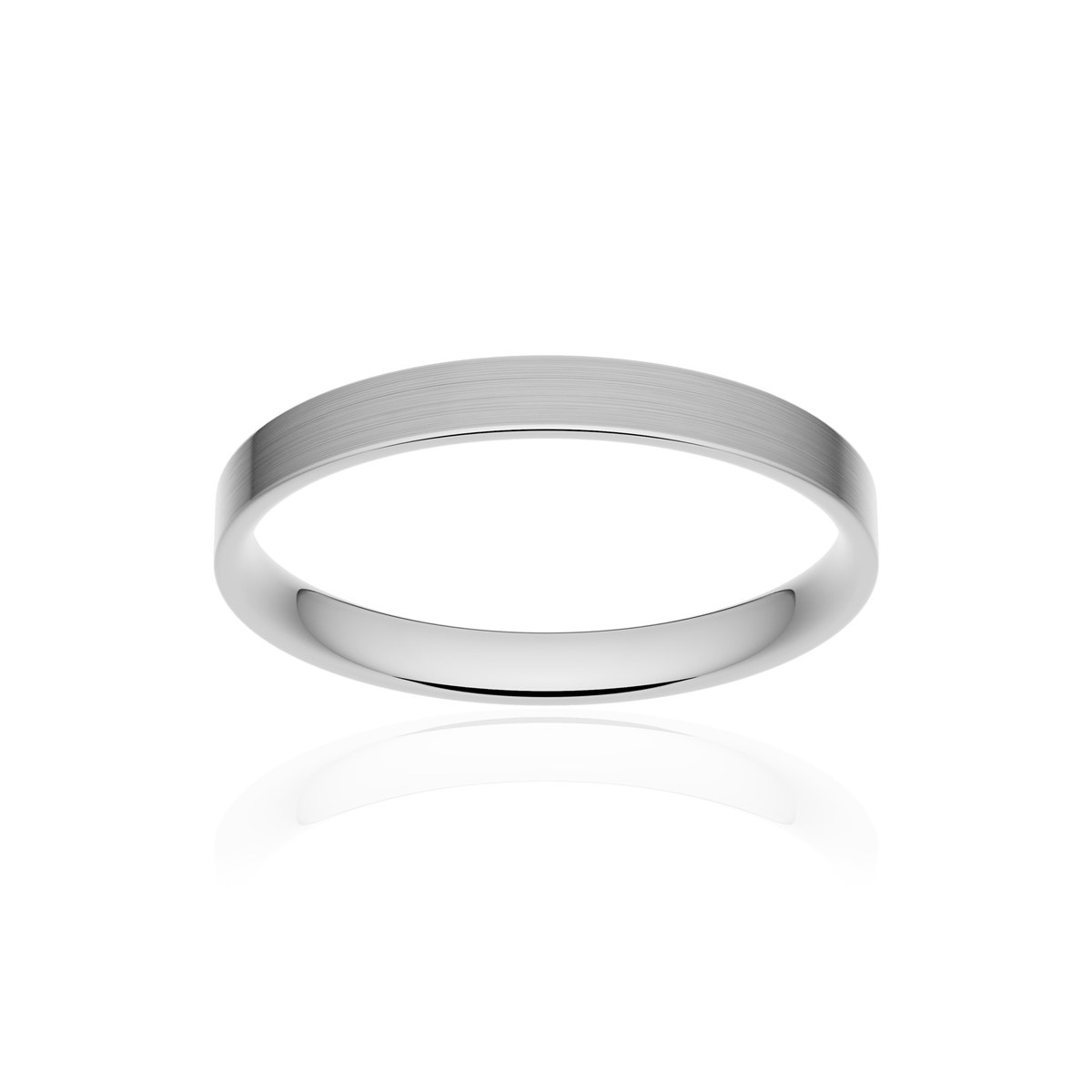 Alliance classique ruban plat confort or 750 blanc brossé 2,5 mm