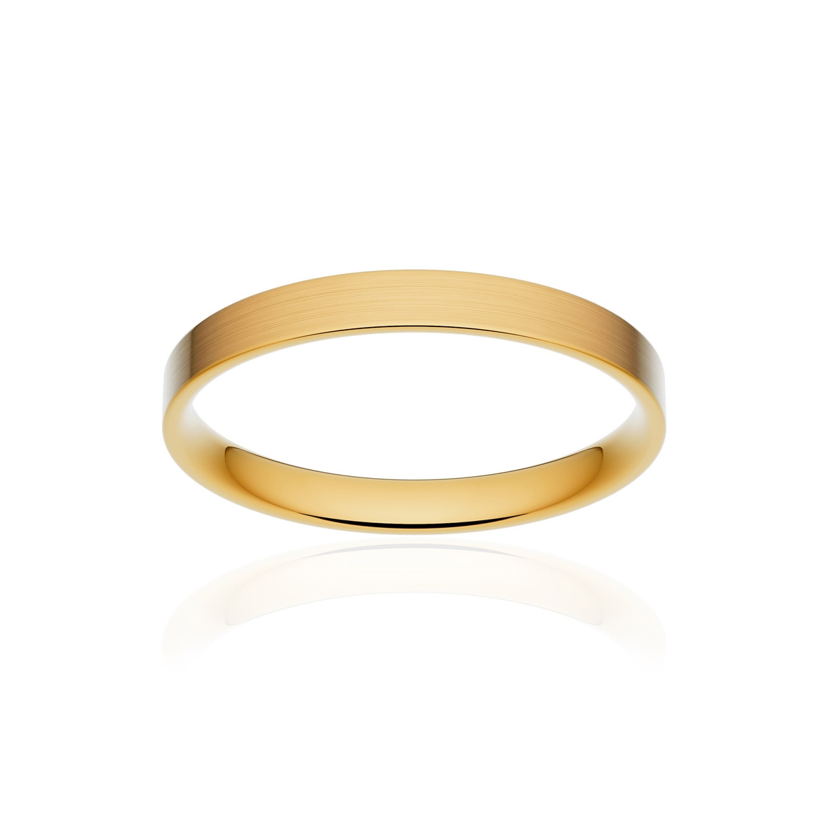 Alliance classique ruban plat confort or 750 jaune brossé 2,5 mm