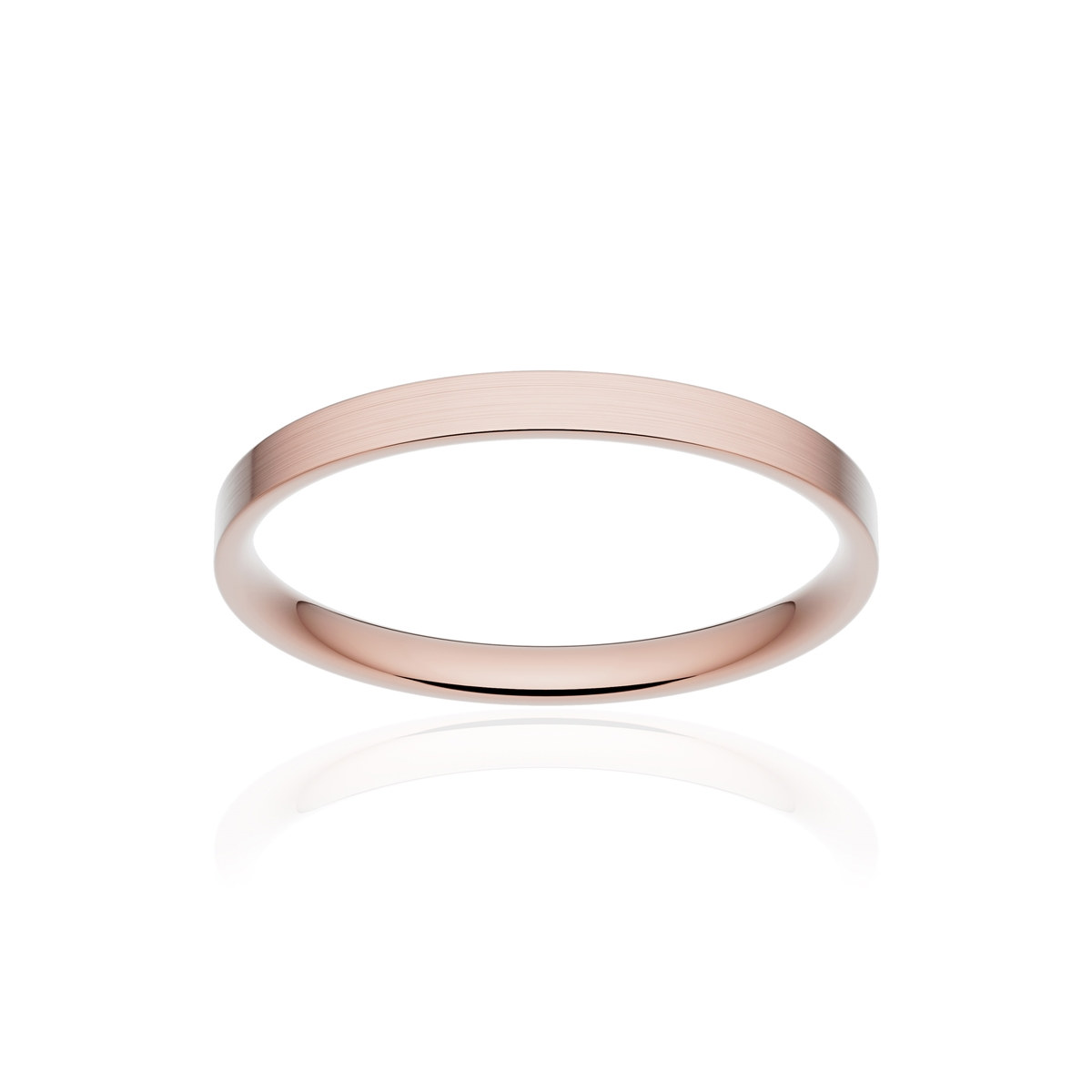 Alliance classique ruban plat confort or 750 rose brossé 2 mm