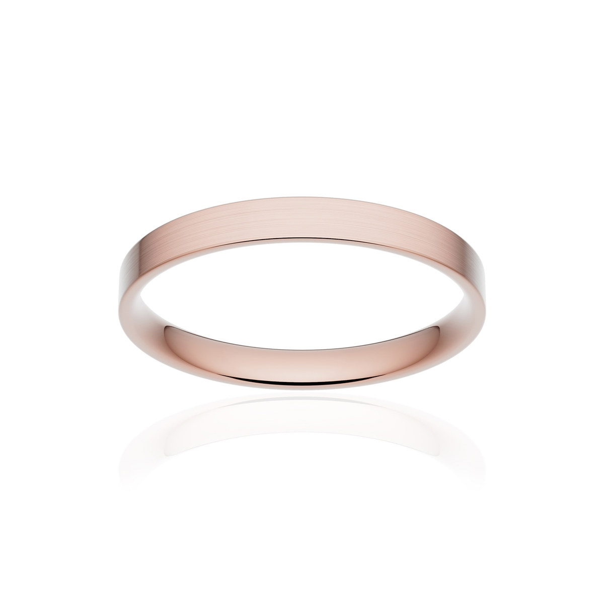 Alliance classique ruban plat confort or 750 rose brossé 2,5 mm