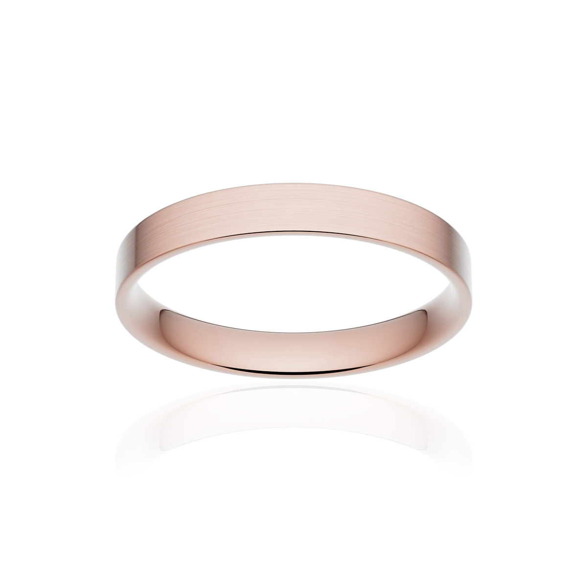 Alliance classique ruban plat confort or 750 rose brossé 3 mm