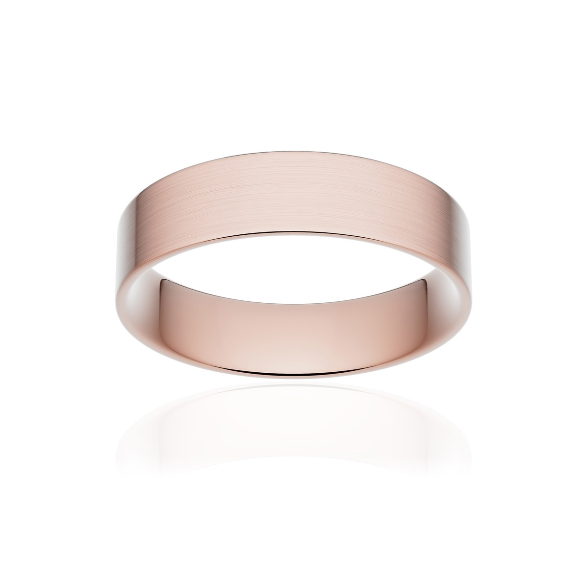 Alliance classique ruban plat confort or 750 rose brossé 5 mm