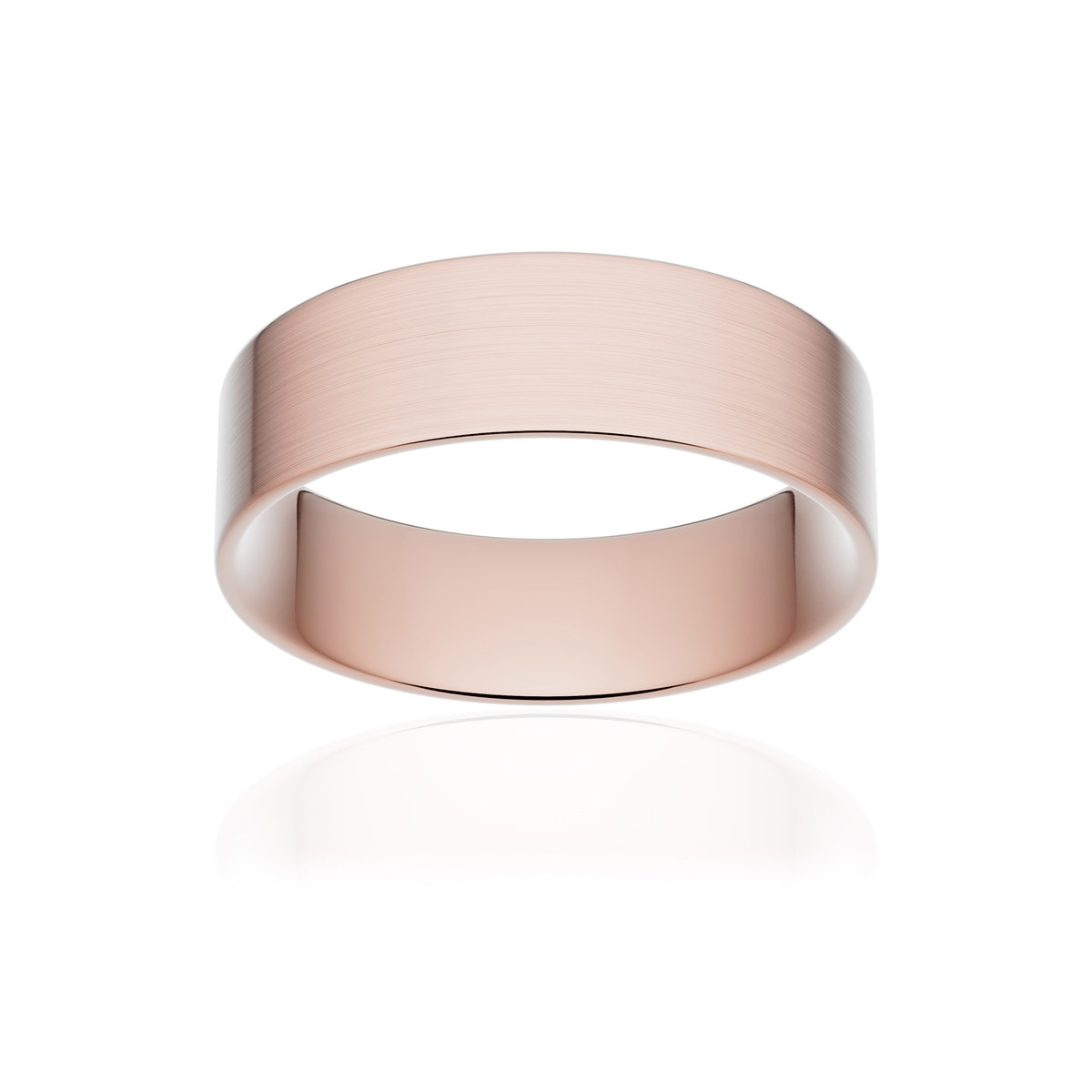 Alliance classique ruban plat confort or 750 rose brossé 6 mm