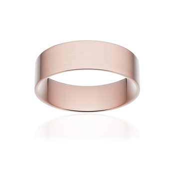Alliance classique ruban plat confort or 750 rose brossé 6 mm