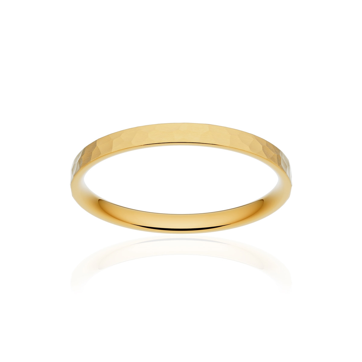 Alliance classique ruban plat confort or 750 jaune martelé 2 mm