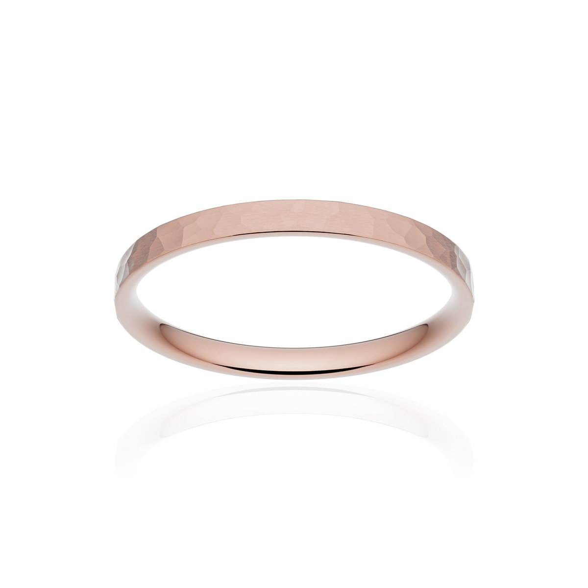 Alliance classique ruban plat confort or 750 rose martelé 2 mm