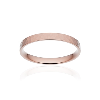 Alliance classique ruban plat confort or 750 rose martelé 2,5 mm