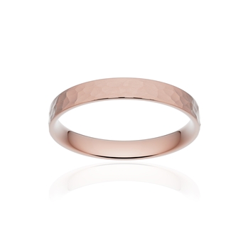 Alliance classique ruban plat confort or 750 rose martelé 3 mm