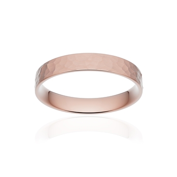 Alliance classique ruban plat confort or 750 rose martelé 3,5 mm