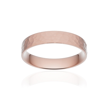 Alliance classique ruban plat confort or 750 rose martelé 4 mm