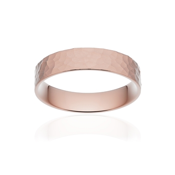 Alliance classique ruban plat confort or 750 rose martelé 4,5 mm