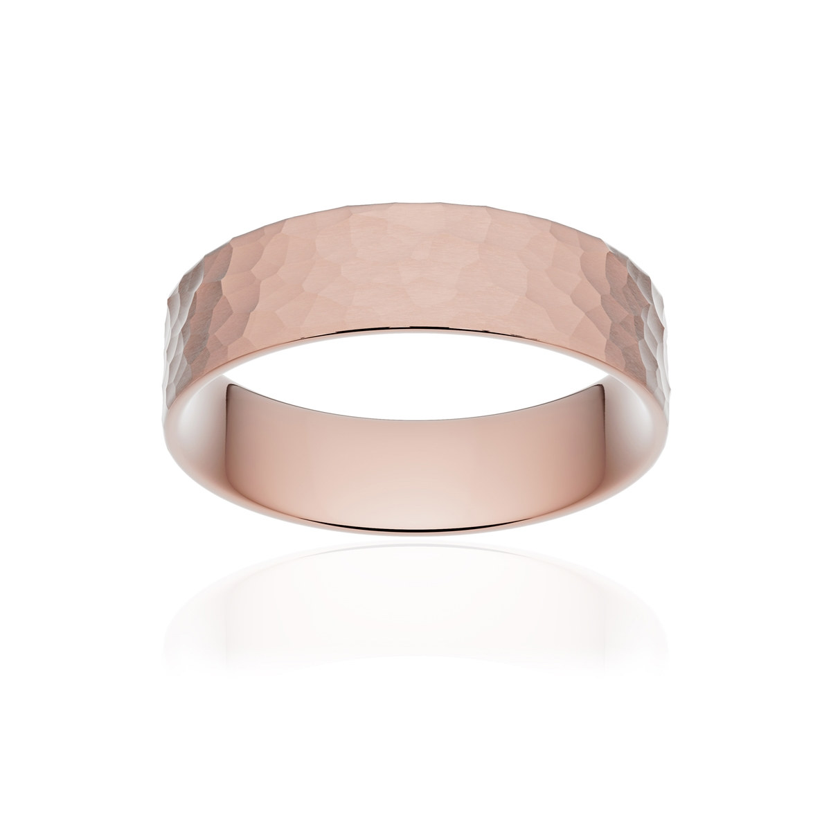 Alliance classique ruban plat confort or 750 rose martelé 5,5 mm