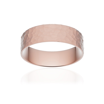 Alliance classique ruban plat confort or 750 rose martelé 6 mm