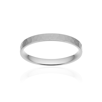 Alliance classique ruban plat confort or 375 blanc martelé 2,5 mm