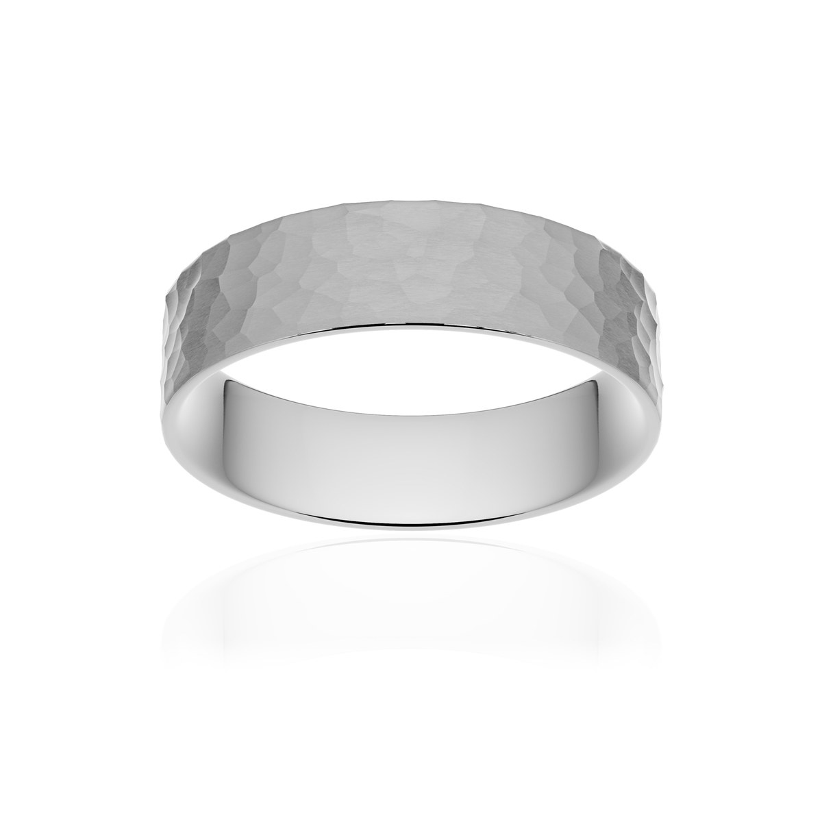 Alliance classique ruban plat confort or 375 blanc martelé 5,5 mm