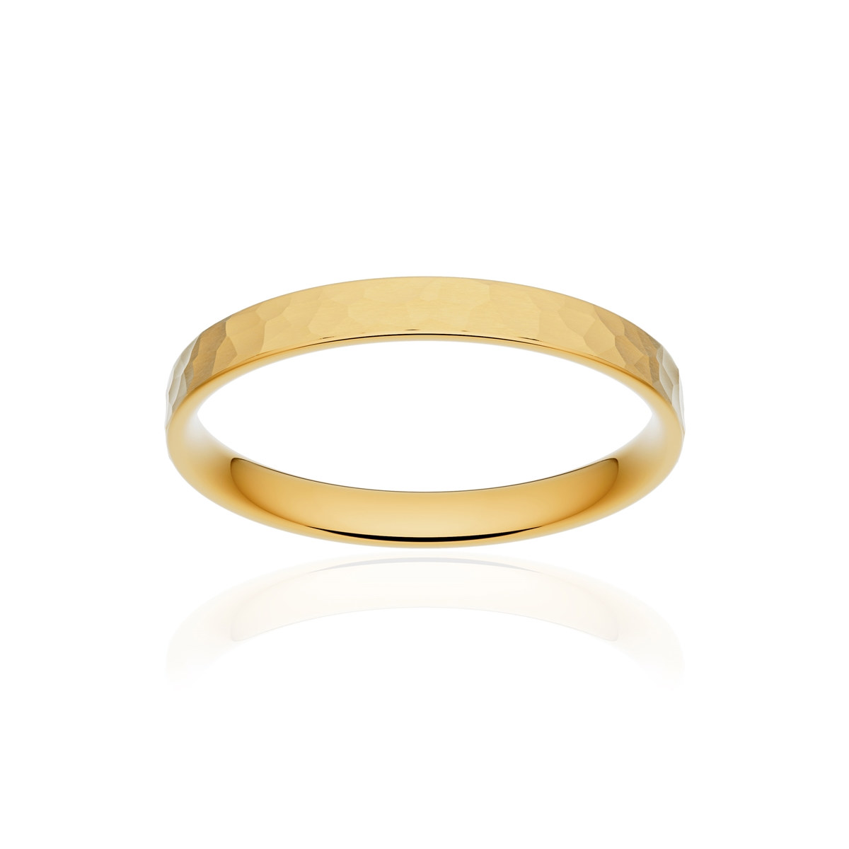 Alliance classique ruban plat confort or 375 jaune martelé 2,5 mm