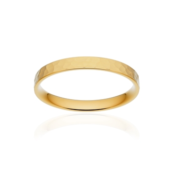 Alliance classique ruban plat confort or 375 jaune martelé 2,5 mm