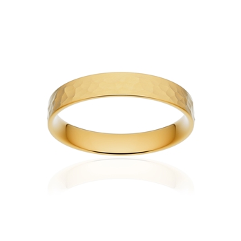 Alliance classique ruban plat confort or 375 jaune martelé 3,5 mm