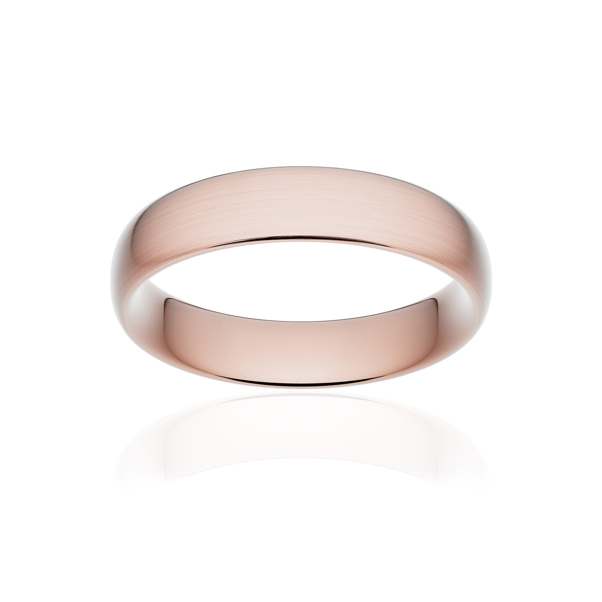 Alliance classique ruban confort or 750 rose brossé 5 mm