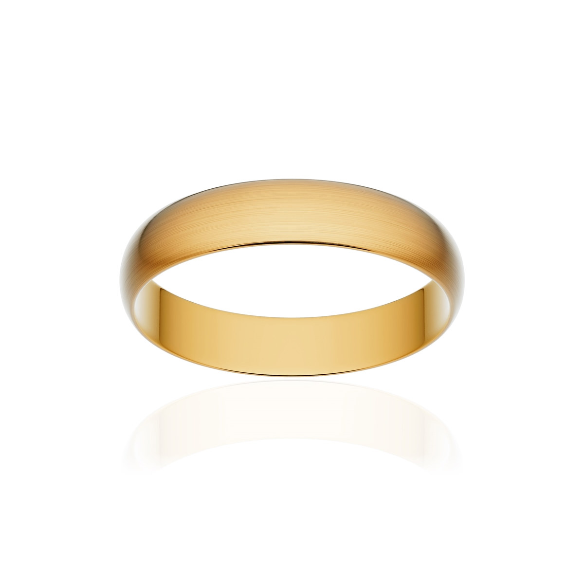 Alliance classique ruban or 750 jaune brossé 4 mm