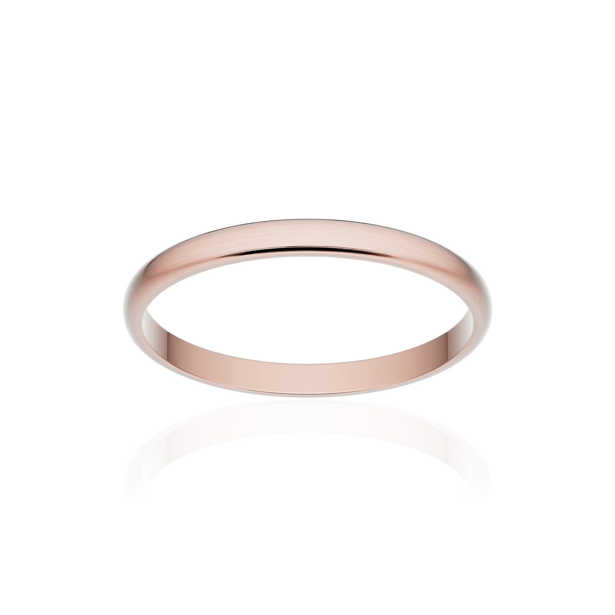Alliance classique demi jonc or 750 rose brossé 2 mm