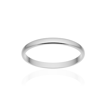 Alliance classique demi jonc or 750 blanc poli 2 mm