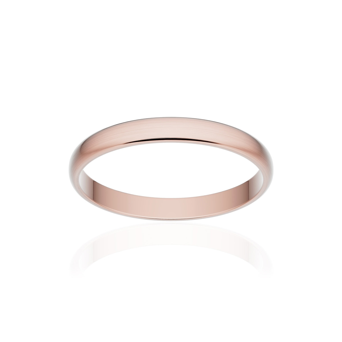 Alliance classique demi jonc or 750 rose brossé 2,5 mm