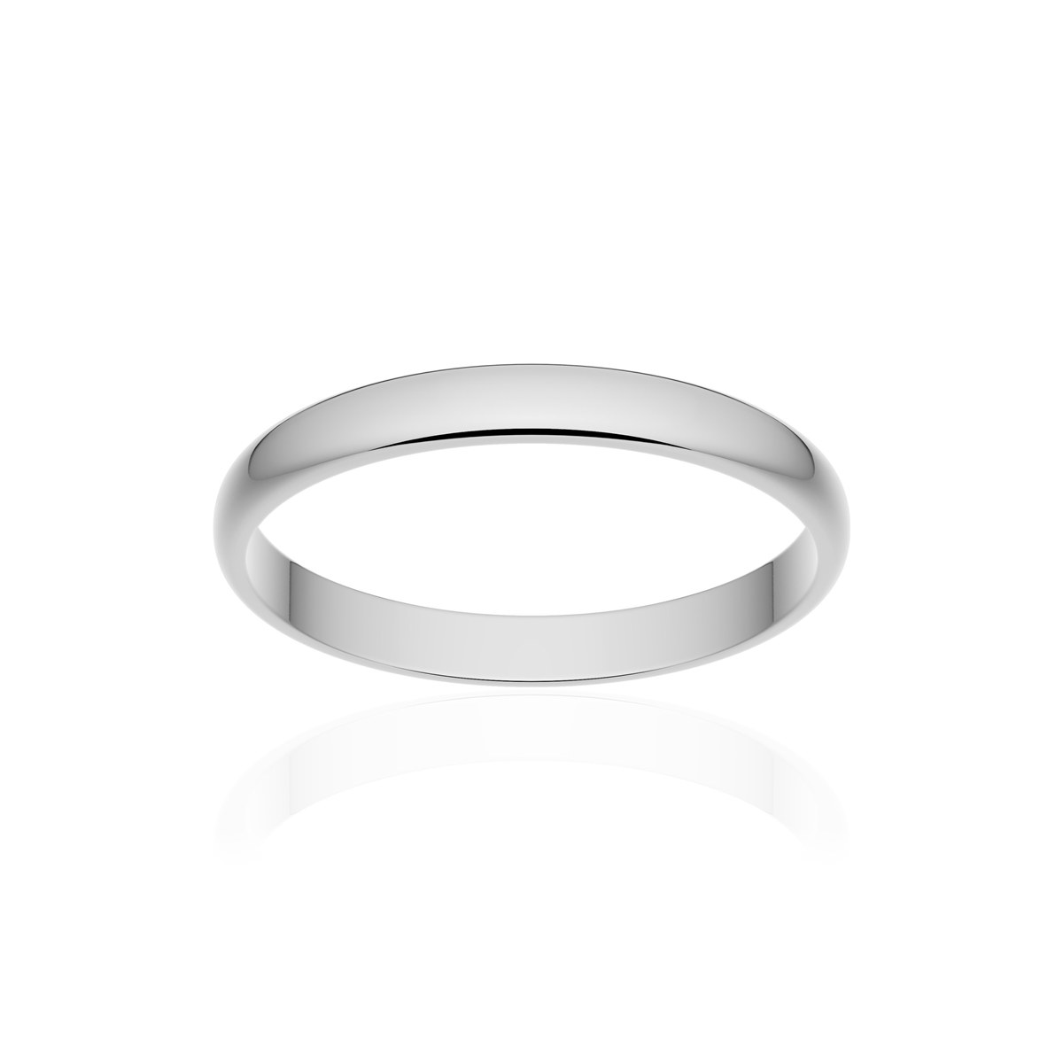 Alliance classique demi jonc or 375 blanc poli 2,5 mm
