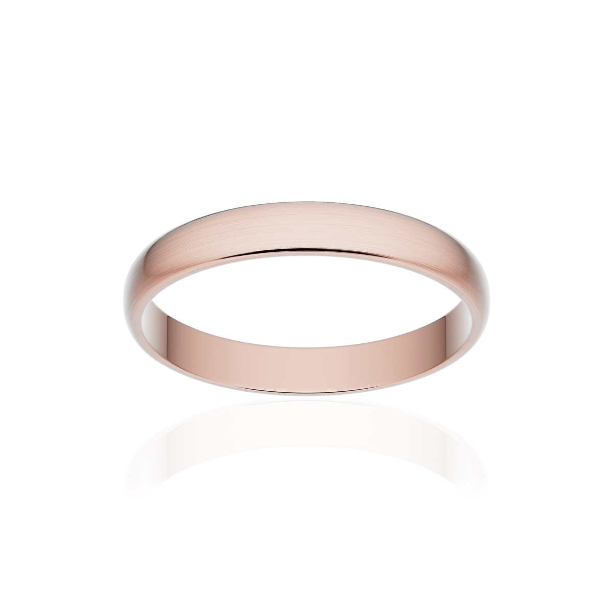 Alliance classique demi jonc or 750 rose brossé 3 mm