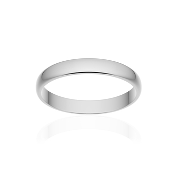 Alliance classique demi jonc or 750 blanc poli 3 mm