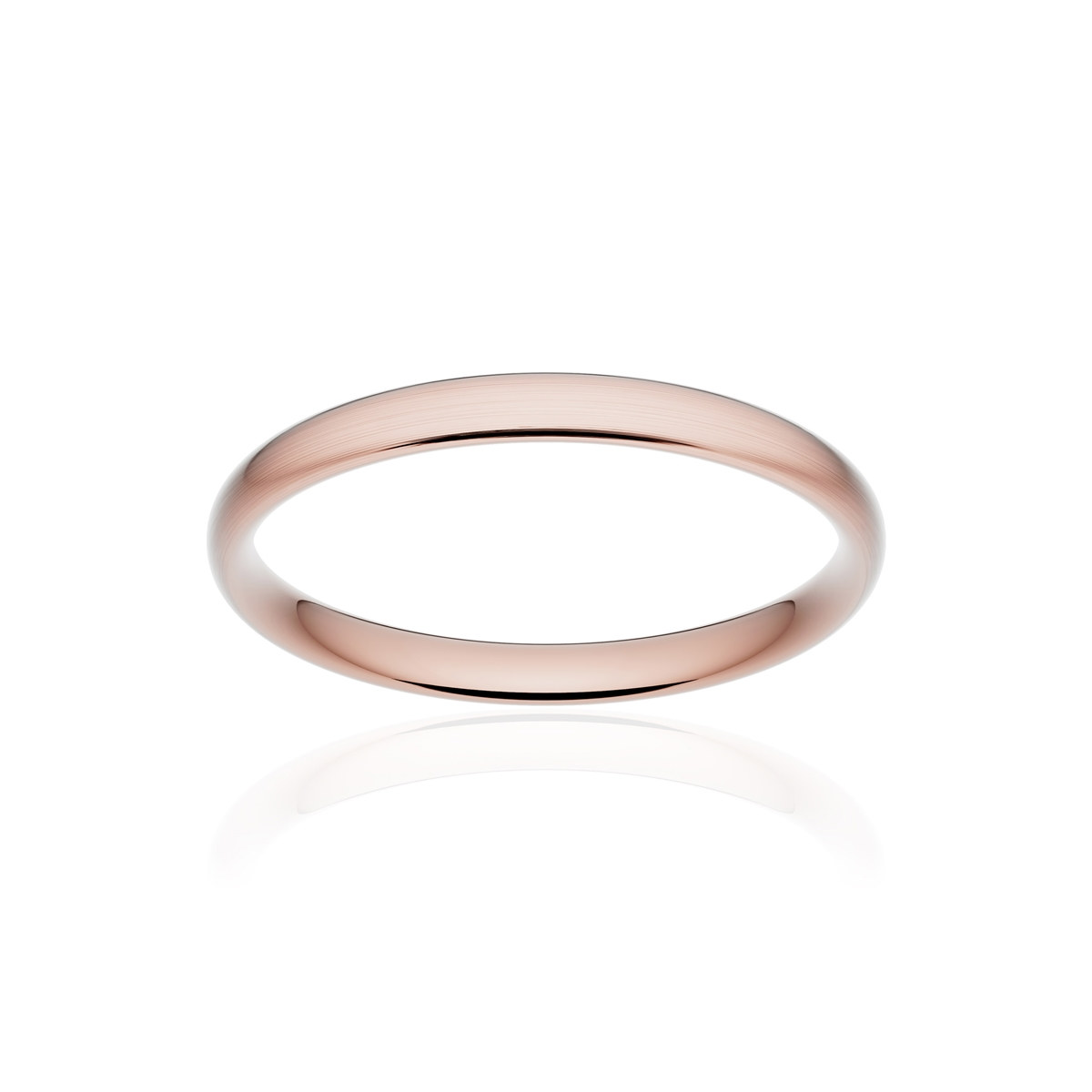 Alliance classique demi jonc confort or 750 rose brossé 2,5 mm