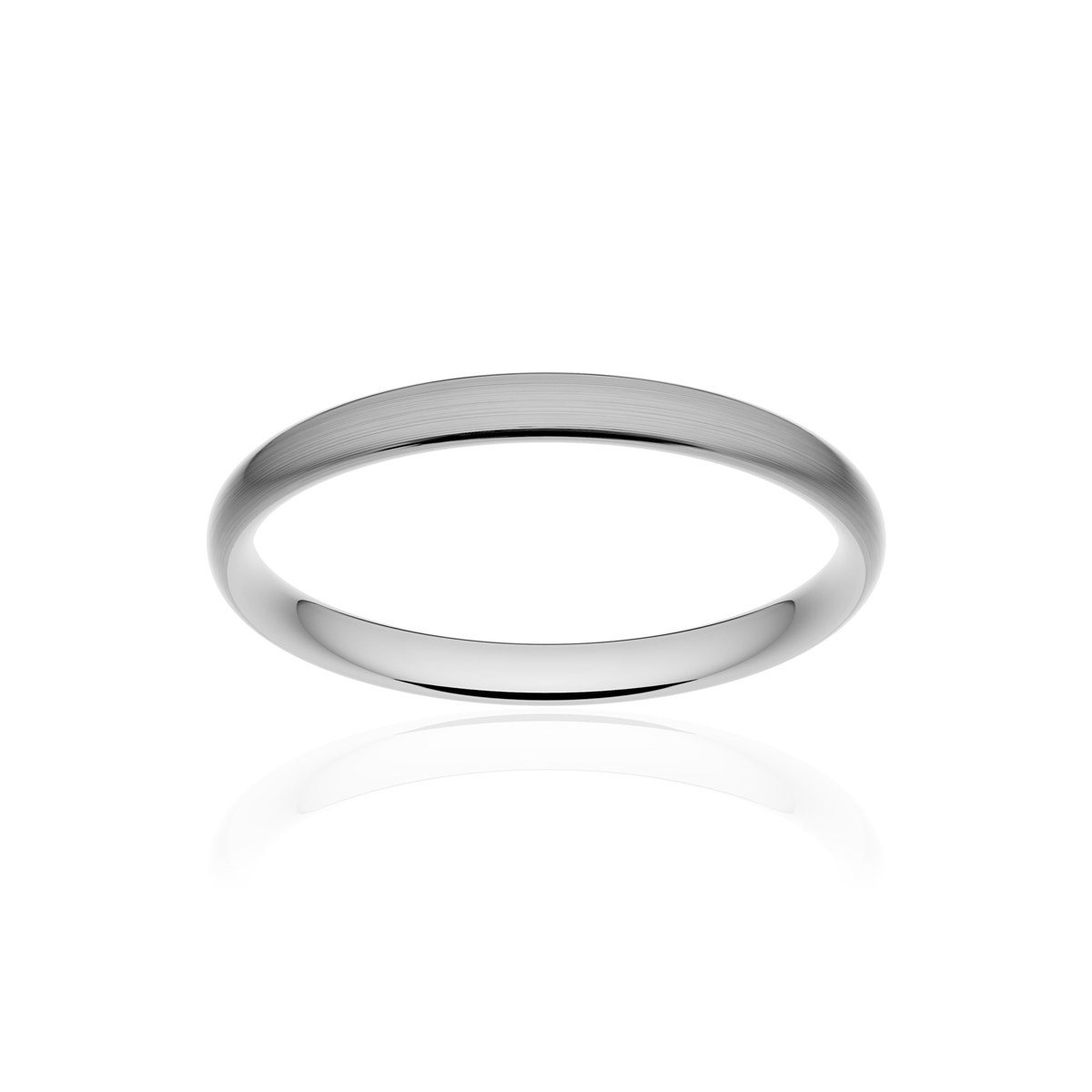 Alliance classique demi jonc confort or 750 blanc brossé 2,5 mm
