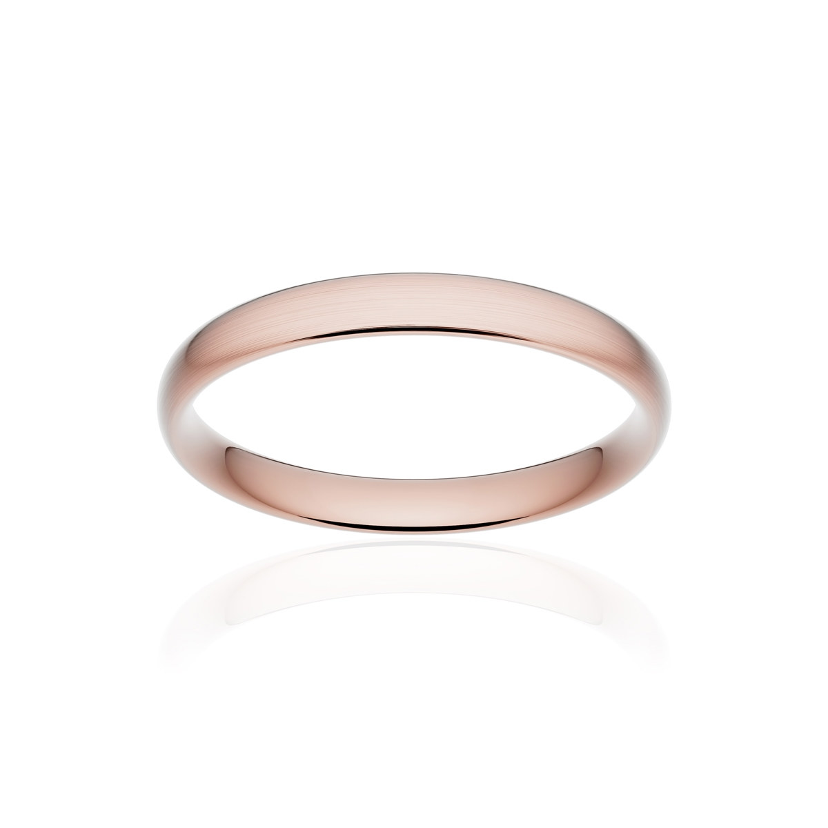 Alliance classique demi jonc confort or 750 rose brossé 3 mm