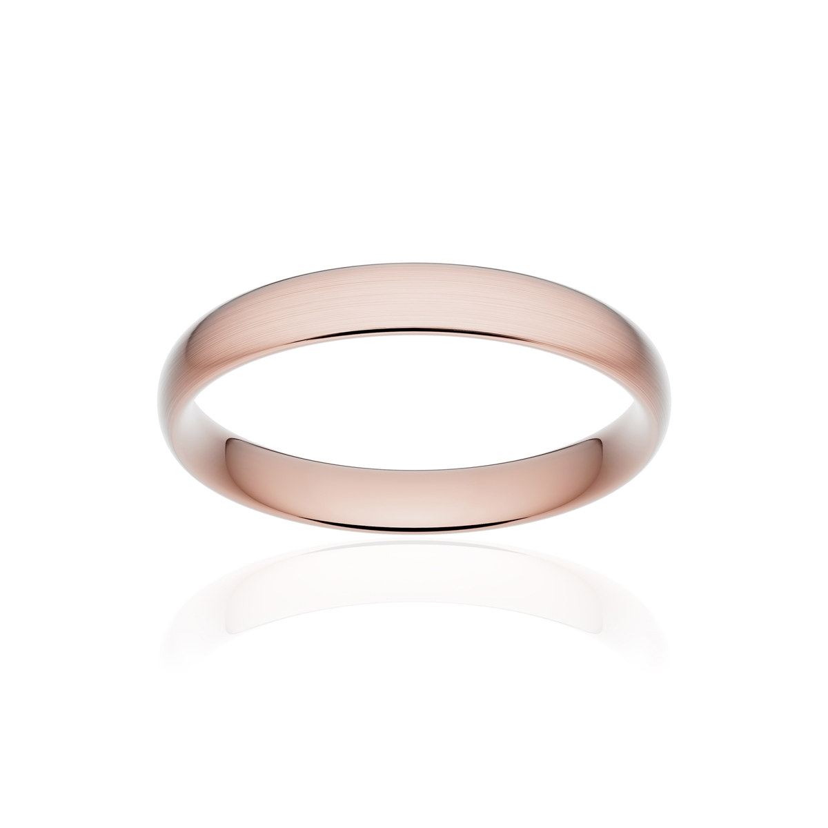 Alliance classique demi jonc confort or 750 rose brossé 3,5 mm