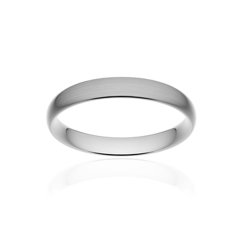 Alliance classique demi jonc confort or 750 blanc brossé 3,5 mm