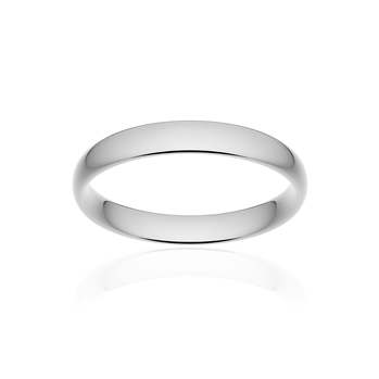Alliance classique demi jonc confort or 750 blanc poli 3,5 mm