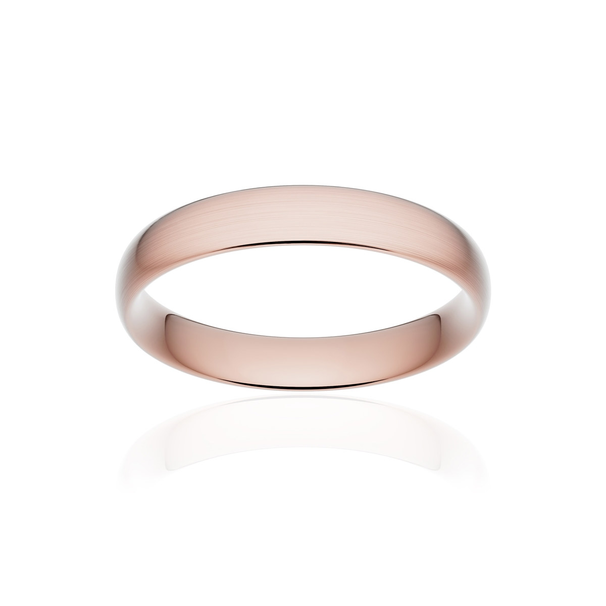 Alliance classique demi jonc confort or 750 rose brossé 4 mm