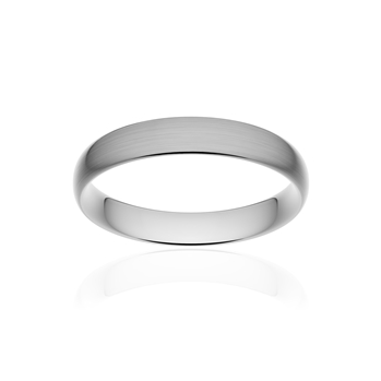 Alliance classique demi jonc confort or 750 blanc brossé 4 mm