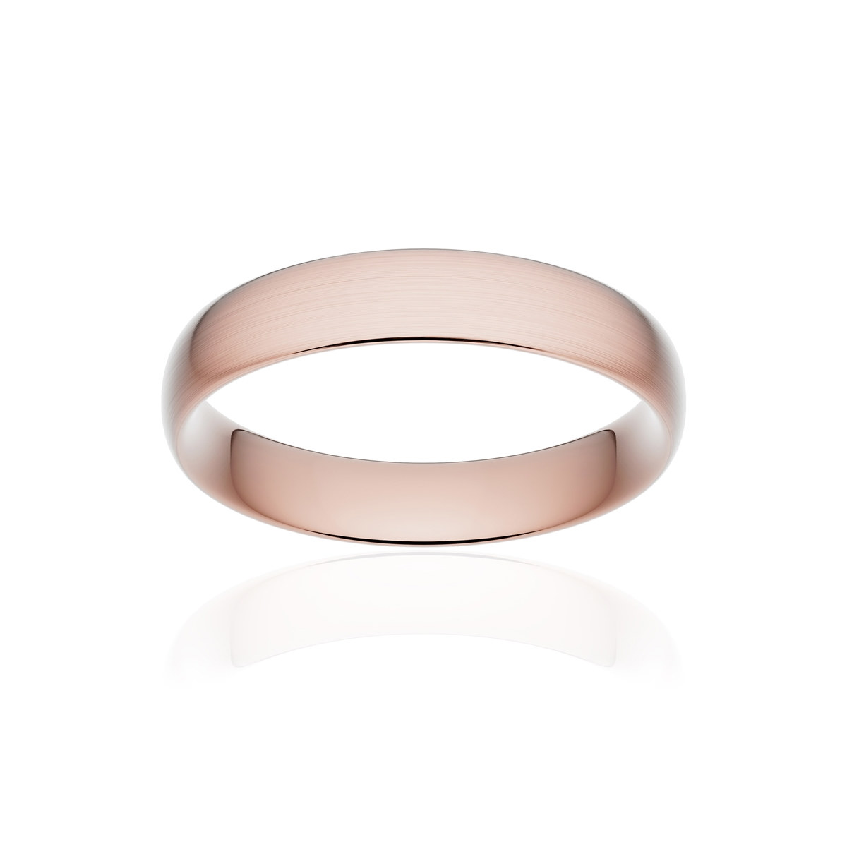 Alliance classique demi jonc confort or 750 rose brossé 4,5 mm